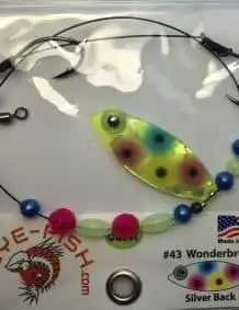 Colorful fishing lure necklace with beads, perfect for anglers and fishing enthusiasts.