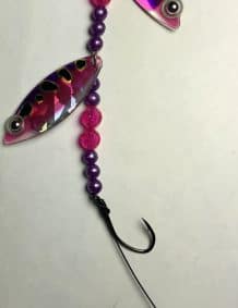 Pink Frog Double Blade Wire Harness with Raspberry backing