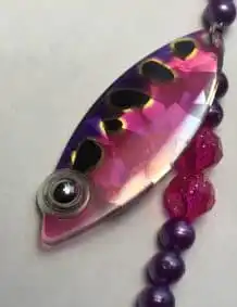 Pink Frog Double Blade Wire Harness with Shattered Glass backing