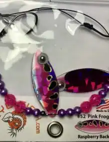 Pink Frog Double Blade Wire Harness with Raspberry backing