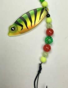 Colorful fishing lure with beads for freshwater fishing, high-quality tackle gear.