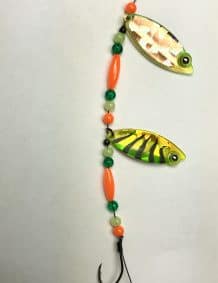 Quality fishing lures with colorful beads and fish-shaped spinner blades for effective fishing.