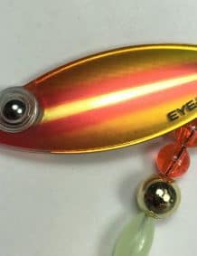 Quality fishing lure with realistic eye and vibrant colors for freshwater and saltwater fishing.