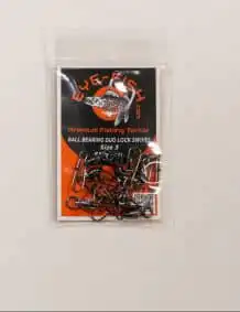 Quality fishing tackle including ball bearing duos and lock swivels for smooth casting and secure ho.