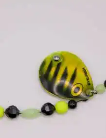 Quality fishing lure with beads and hook for freshwater fishing.