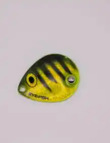 Premium fishing lure with yellow and black stripes for bass fishing.