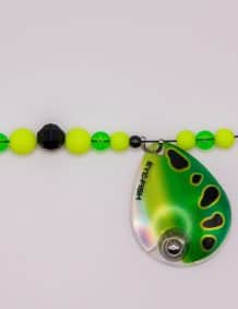 Premium fishing lure with colorful beads and spinner for freshwater fishing.