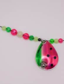 Quality fishing lure with colorful beads and water-resistant design.