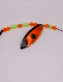 Premium fishing lure with beads and hook for freshwater fishing.