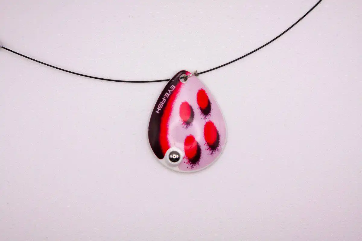 Fishing lure with red and black spots, ideal for freshwater fishing, from Eye-Fish Premium Tackle.